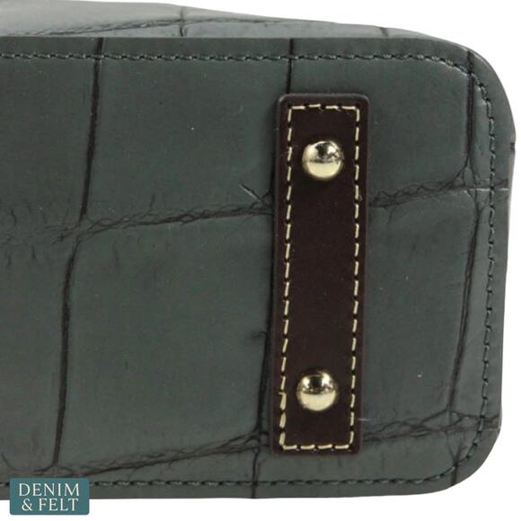 NEW Dooney & Bourke Denison Small Hobo Smoke Grey Croc Embossed Leather Luxe Bag - Picture 8 of 16